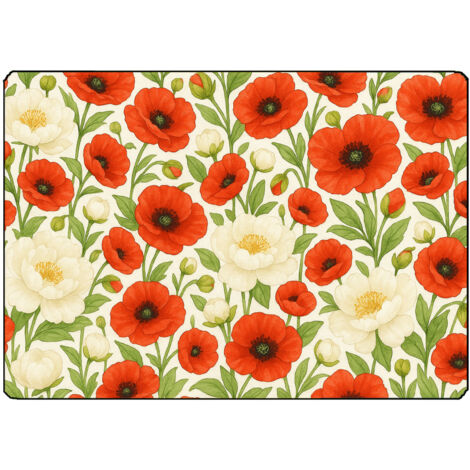 Planche à découper coquelicots et pivoines 28,5 × 20 cm