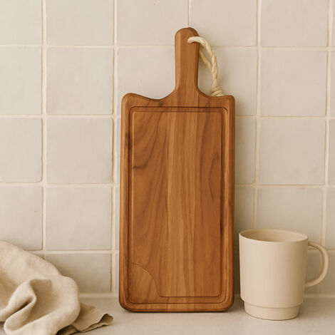Planche à Découper de Cuisine en Bois Teck Massif - 20x180x500mm
