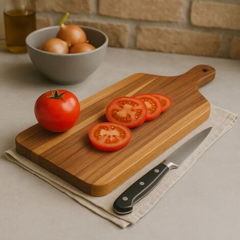 Planche à Découper de Cuisine en Bois Teck Massif Indo - 18x250x450mm