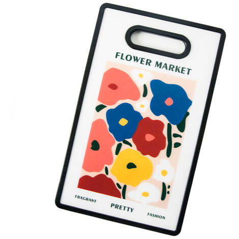 Planche à Découper en Acrylique Multifonction - Facile à Nettoyer pour Fruits, Aliments Bébé, Cuisine Maison - Modèle Fleurs Élégant Carré