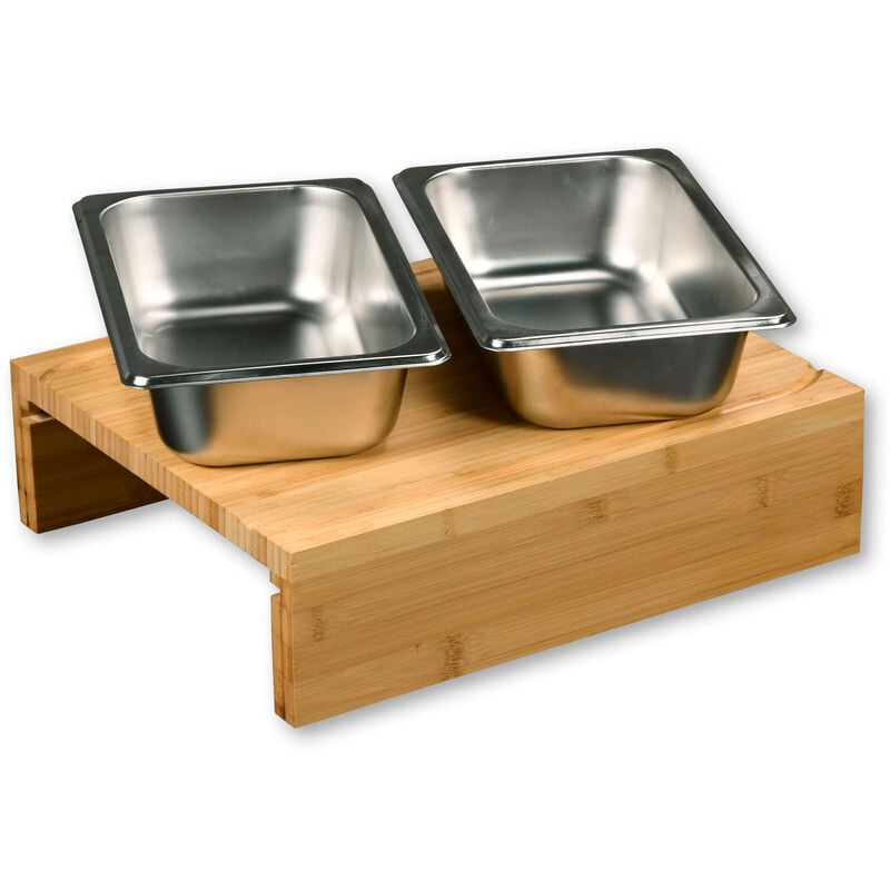 Planche à découper en bambou avec deux récipients coulissants en acier inoxydable Kesper
