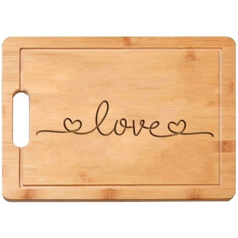 Planche à découper en bambou gravée "LOVE" – Cadeau romantique Saint-Valentin