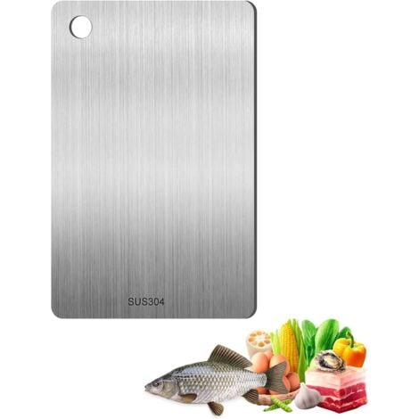 TIGREZY Planche à découper en titane - En acier inoxydable - Double face - Qualité alimentaire - Facile à nettoyer et exempte d'impuretés - 29 x 20 cm
