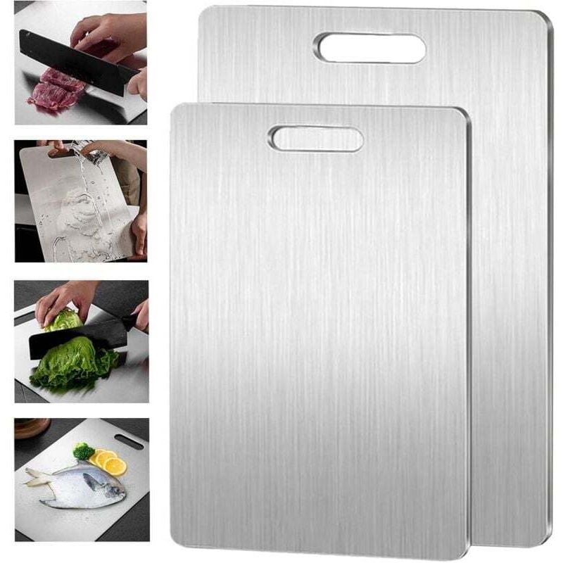 Ensoleille - Planche à découper en titane, planches à découper en titane pour la cuisine, planche à découper en acier inoxydable 304 de qualité