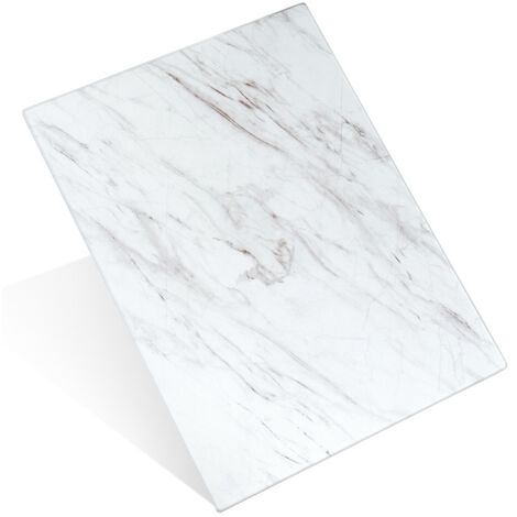 Planche à découper en verre antidérapante, marbre blanc, 30 x 40 cm
