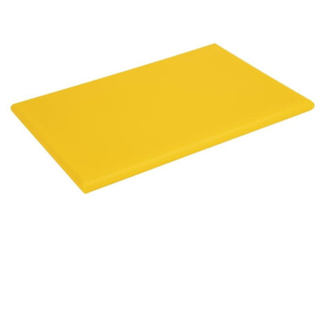 Planche à découper (L)450 x (P)300 x (H)25 mm, en polyéthylène jaune