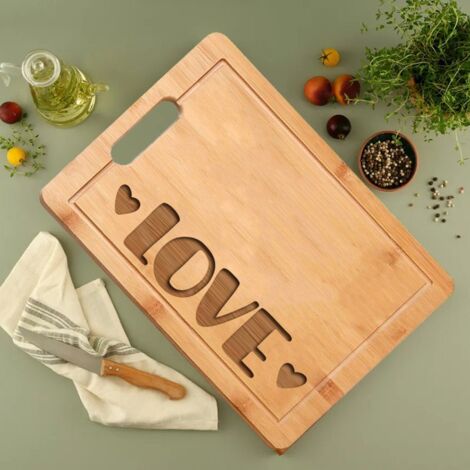 Planche à découper "LOVE" gravé – Cadeau personnalisé pour la vie à deux