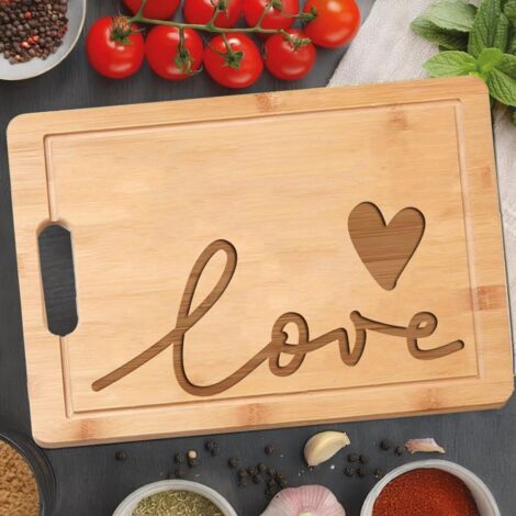 Planche à découper "LOVE" gravé – Cadeau romantique Saint-Valentin