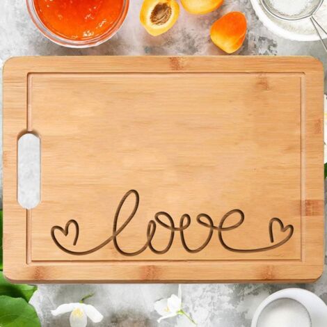 Planche à découper "LOVE" – Message romantique gravé, cadeau unique