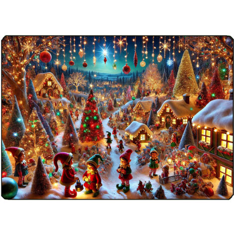 Planche à découper lutins de Noël 28.5 x 20 cm