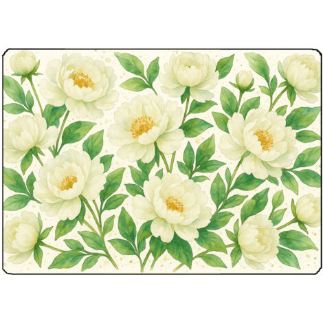 Planche à découper pivoines blanches  28,5 × 20 cm