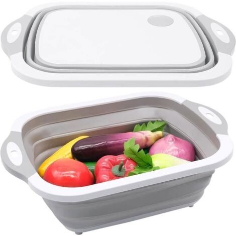 Planche à Découper Pliable Multifonction Planche a Decouper Cuisine Bassine Pliable Planche à Découper Retractable pour Caravane,