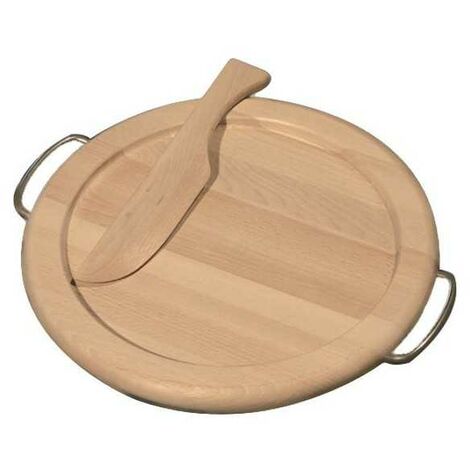 Planche à découper ronde en bois avec couteau Checco Incav cm 35