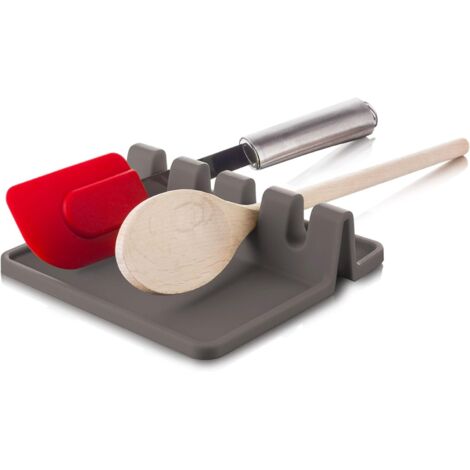 Planche à découper XL en silicone gris  support à ustensiles de cuisine en silicone, porte-cuillères, porte-spatules, rangement pour baguettes et grattoirs  rangement multifonctionnel pour la cuisine 