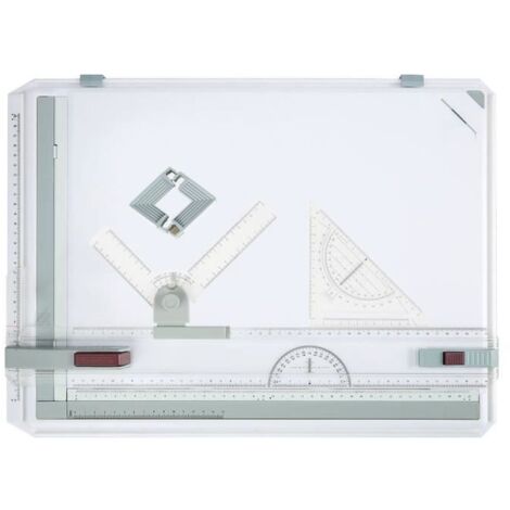 Planche à dessin A3 - Multifonction - Équerre et protractor - Plastique - 49x35.5cm - Accessoires inclus