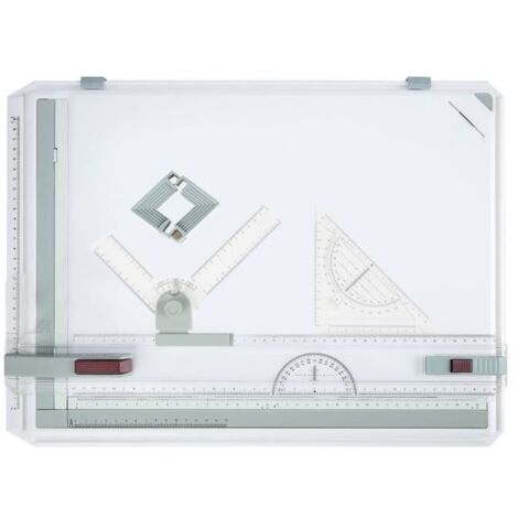 Planche à dessin A3 - Multifonction - Équerre et protractor - Plastique - 49x35.5cm - Accessoires inclus