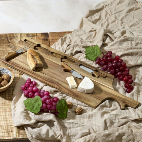 Planche A Fromage Acacia Avec 3 Couteaux