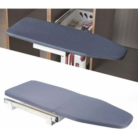 Planche à repasser extensible à 180 ° - Planche à repasser pliable de taille moyenne, tiroir d'armoire de rangement dans l'armoire, planche à repasser tournante push & pull Grise