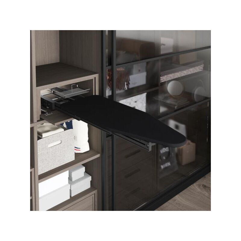 Planche à repasser pliante et planche à repasser coulissante pour meubles. Modèle : Iron Alu, Aluminium, Gris Anthracite - talla - Emuca