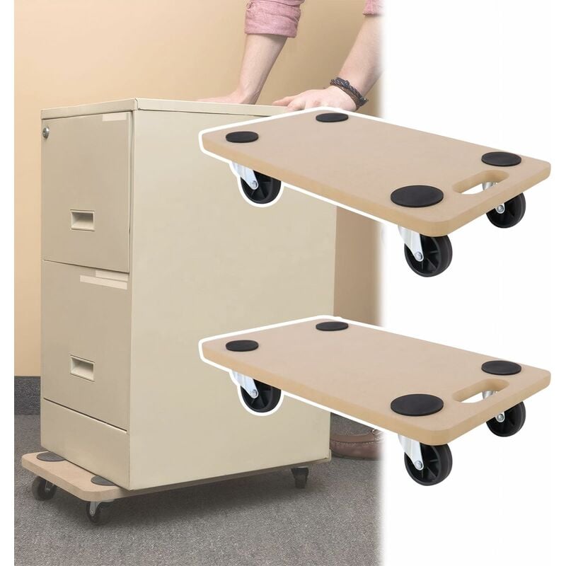 Naizy - Planche à roulettes 2x planche à roulettes de transport 58 x 29 cm roues de transport de meubles avec tapis antidérapant jusqu'à 200 kg