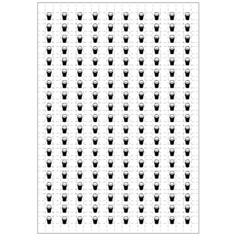 Planche A4 de 190 pictos en 10 x 10 mm Seau ou bac à sable pour plan d'évacuation