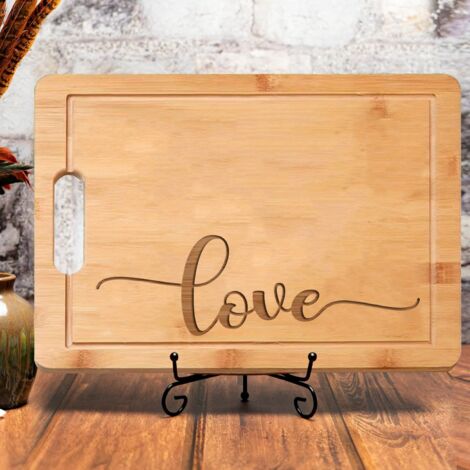 Planche bambou "LOVE" – Message doux gravé, cadeau Saint-Valentin