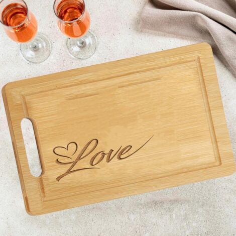 Planche bambou "LOVE" – Message doux gravé, cadeau unique