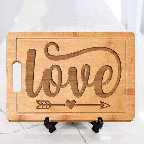 Planche bambou texte "LOVE" personnalisé – Idée cadeau originale pour couple