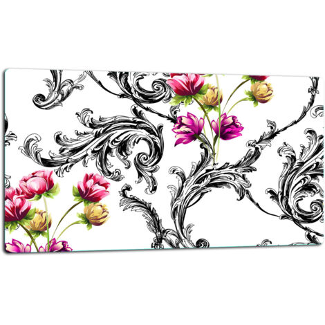 Planche dcouper de plaque de verre 52x30 fleurs