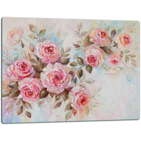 Planche  dcouper de plaque de verre 52x40 Roses de fleurs