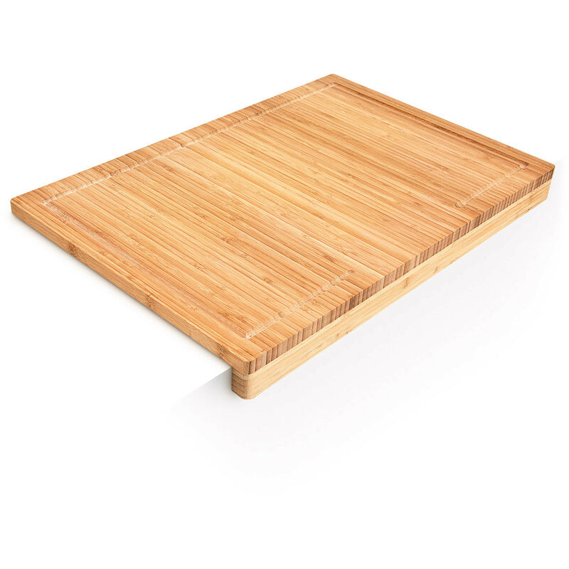 Relaxdays - Planche à découper en bambou Tranchoir Planchette ustensile de cuisine avec rigole pour le jus et rebord couteau plan de travail stable