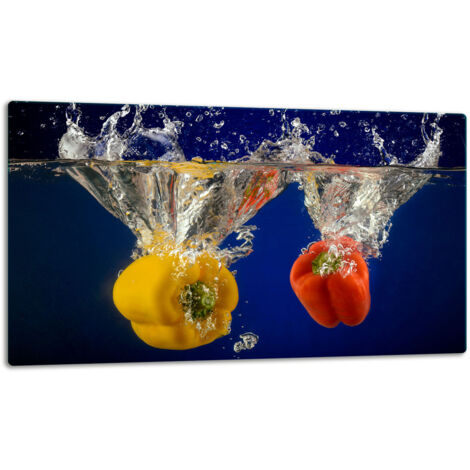 Planche dcouper plaque de verre 52x30 poivrons