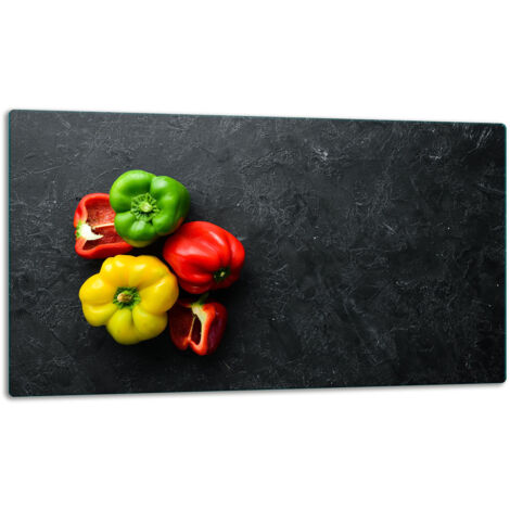 Planche dcouper plaque de verre 52x30 poivrons