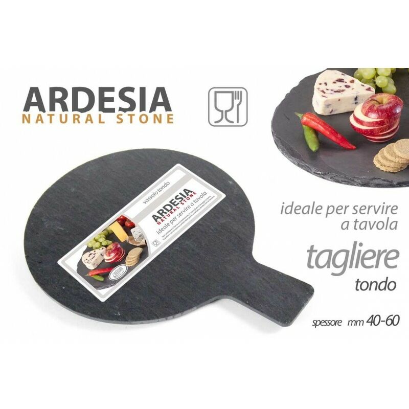 Argonauta - x12 Tagliere rond en ardoise 25 x 19 cm pour la maison, les pubs ou les restaurants