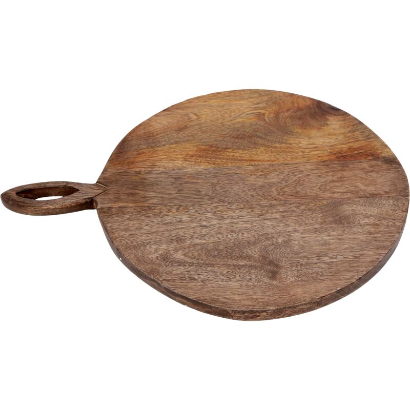 Planche à découper ronde en bois avec poignée 49 x 38 cm marron - marron