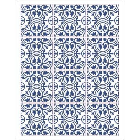 Planche de 12 Stickers Imitation Carreaux de Ciment Royalty – Autocollants Muraux Décoratifs bleu – 10 x 10 cm