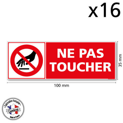 Planche de 16 autocollants « Ne pas toucher » – Stickers de sécurité