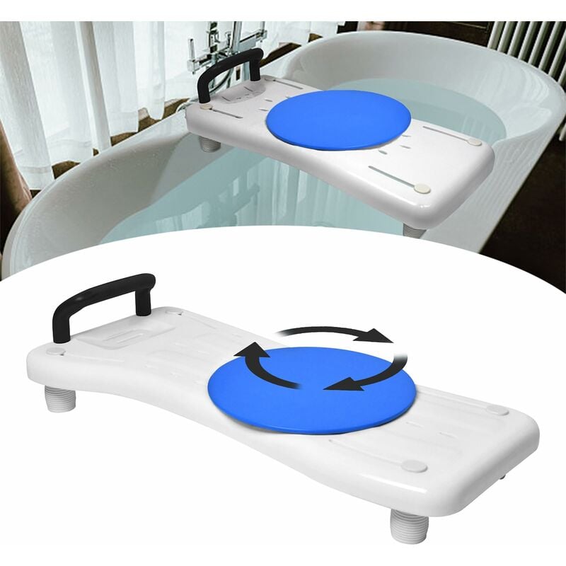 Planche de bain 75,5x34 cm Siège de bain seniors adultes avec plaque pivotante à 360° Planche de bain réglable 41-63 cm Planche de siège en pp max.