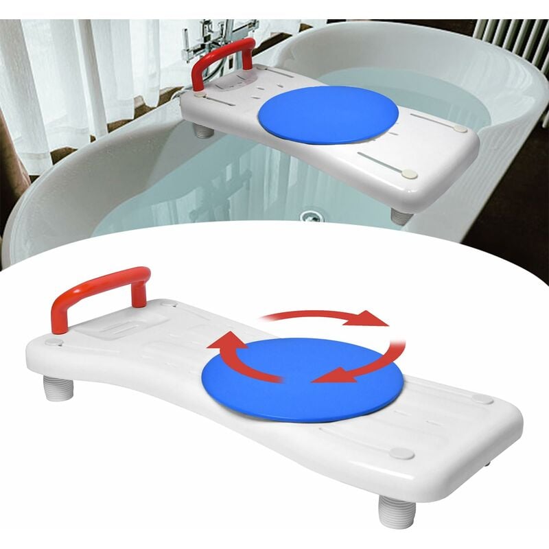 Planche de bain 75,5x34 cm Siège de bain seniors adultes avec plaque pivotante à 360° Planche de bain réglable 41-63 cm Planche de siège en pp max.