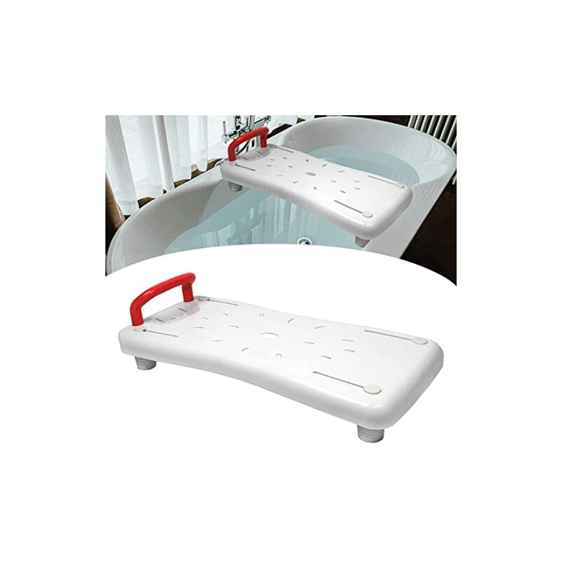 Planche de bain 70x31cm Siège de bain adulte senior 41-63cm Réglable Planche de bain pour s'asseoir Matériau PP Planche de siège Rouge Poignée NAIZY