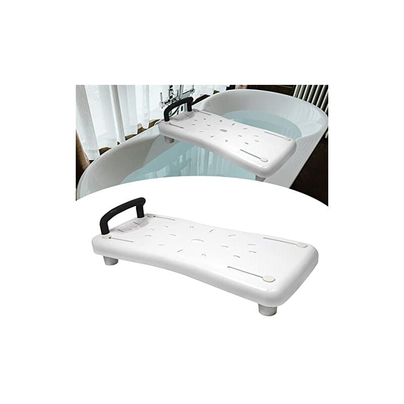 Planche de bain 70x31cm Siège de bain adulte senior 41-63cm Réglable Planche de bain pour s'asseoir Matériau pp Planche de siège Noir Poignée Naizy