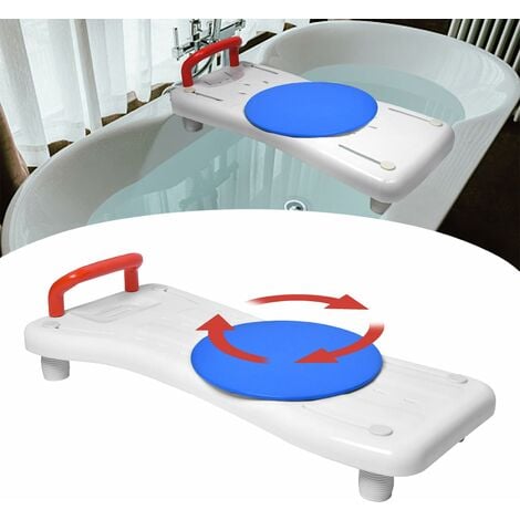 Planche de bain 75,5x34 cm Siège de bain seniors adultes avec plaque pivotante à 360° Planche de bain réglable 41-63 cm Planche de siège en PP MAX. 150KG, Poignée Rouge NAIZY