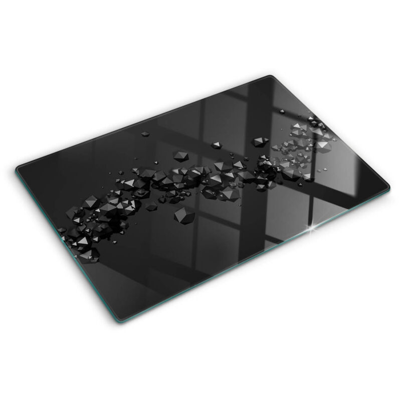 Tulup - Planche de cuisine, couvre plaque, verre planche découper, verre trempé – 80 x 52 cm - 3D