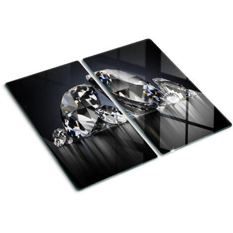 Planche de cuisine, couvre plaque, verre planche découper, verre trempé – 2 x 30 x 52 cm - Diamants