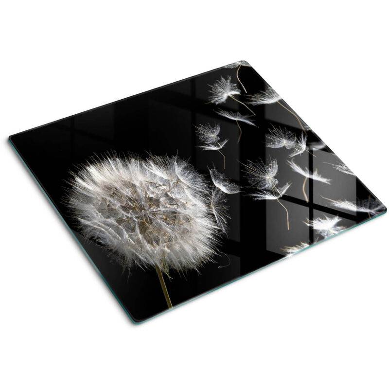 Tulup - Planche de cuisine, couvre plaque, verre planche découper, verre trempé – 60 x 52 cm - Pissenlit