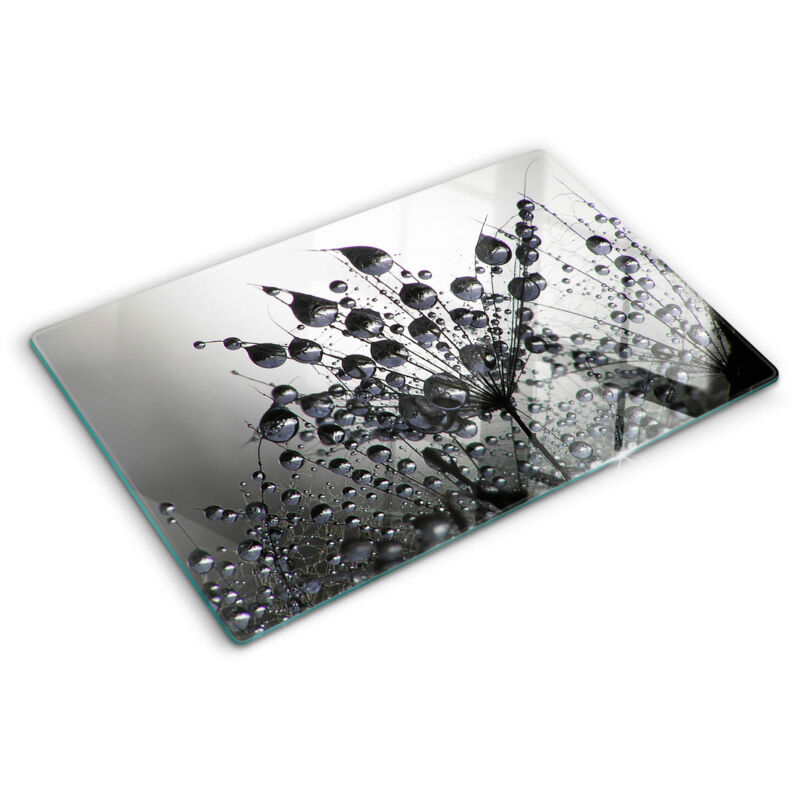 Tulup - Planche de cuisine, couvre plaque, verre planche découper, verre trempé – 80 x 52 cm - Pissenlits