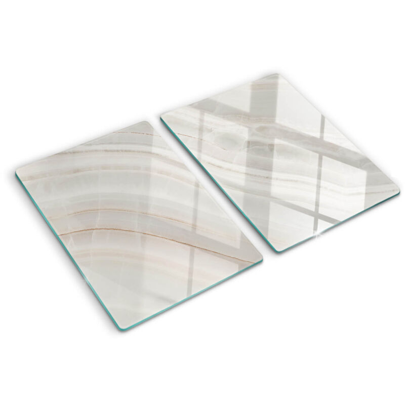 Tulup - Planche de cuisine, couvre plaque, verre planche découper, verre trempé – 2 x 40 x 52 cm - Texture de marbre