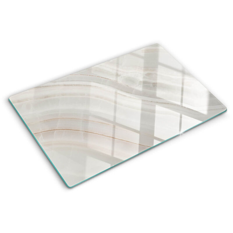 Tulup - Planche de cuisine, couvre plaque, verre planche découper, verre trempé – 80 x 52 cm - Texture de marbre
