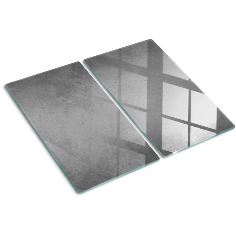 Tulup - Planche de cuisine, couvre plaque, verre planche découper, verre trempé – 2 x 30 x 52 cm - Béton