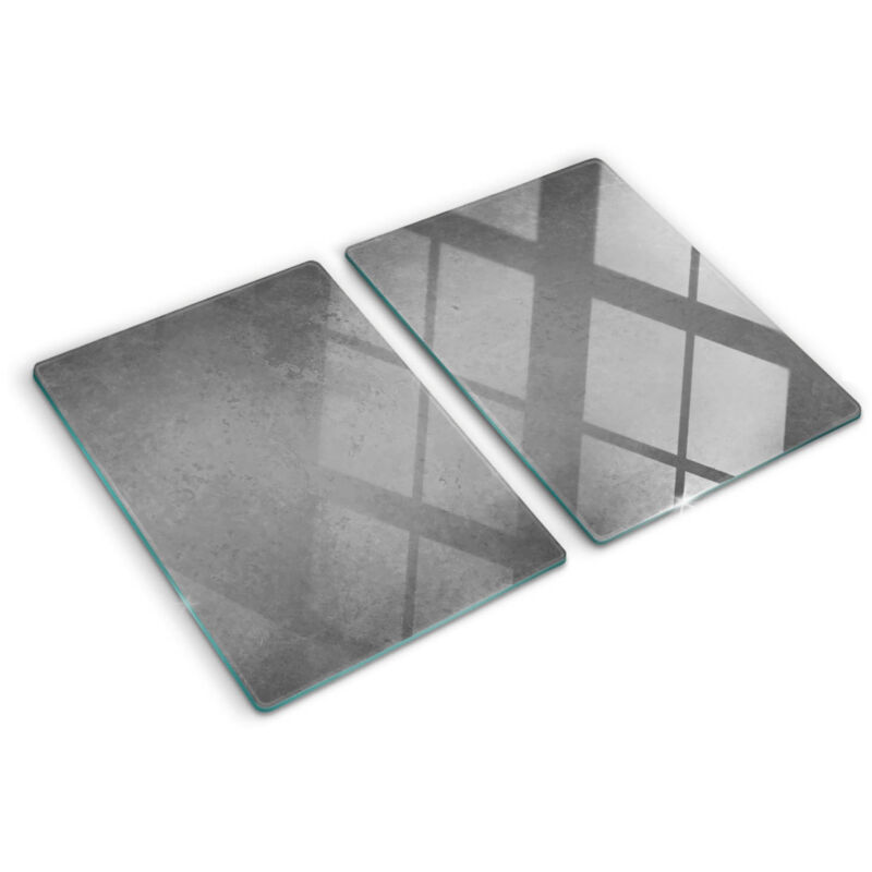 Tulup - Planche de cuisine, couvre plaque, verre planche découper, verre trempé – 2 x 40 x 52 cm - Béton